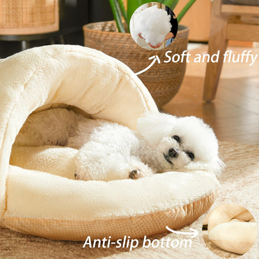 Cama Cálida para Perros y Gatos - Cueva Acogedora de Felpa Suave con Aislamiento Térmico - Image 3