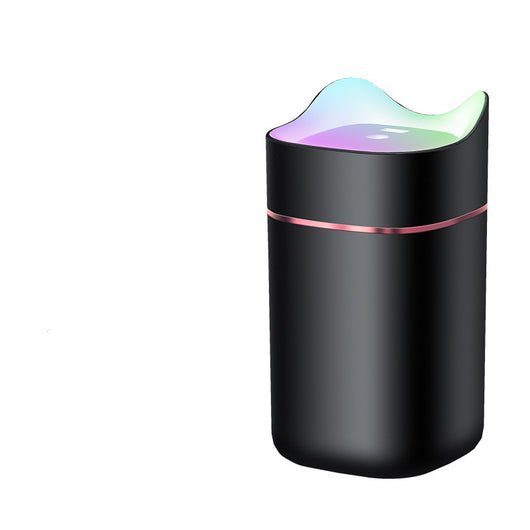 White USB desktop humidifier with a wavy top, colorful gradient lights, and a rose gold accent band. - Image 5