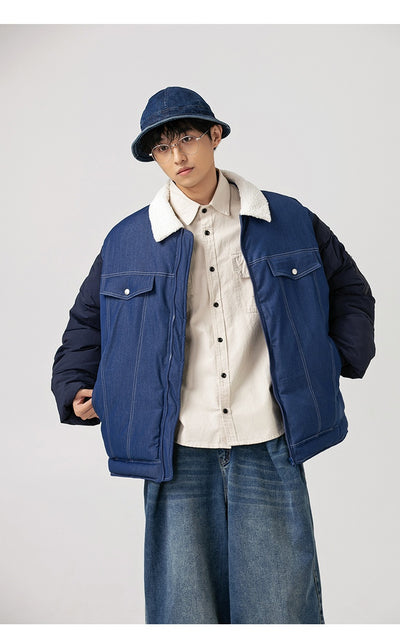 Abrigo Denim Acolchado Retro Americano para Hombre - Image 26