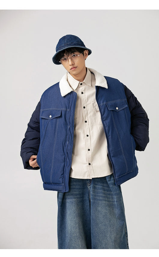 Abrigo Denim Acolchado Retro Americano para Hombre - Image 26