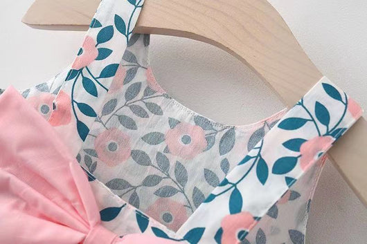 Vestido Infantil Estampado con Tirantes y Moño - Colección Verano - Image 11