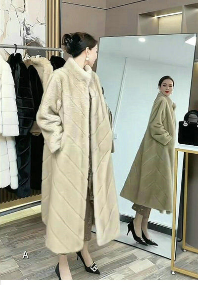 Abrigo de Piel Sintética para Mujer - Elegante Largo Medio Invierno - Image 21