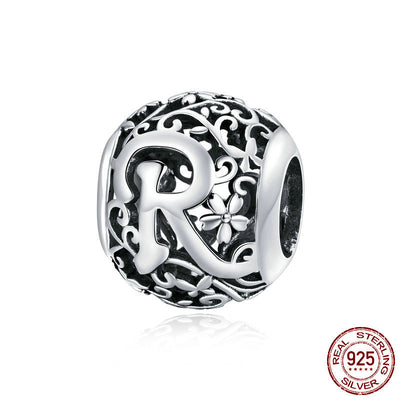 Abalorios de Plata Esterlina con 26 Letras del Alfabeto Inglés Patrón Bosque - Image 23
