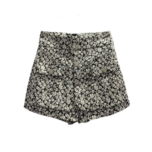 Falda Corta Casual con Diseño de Botones y Flores - Image 5