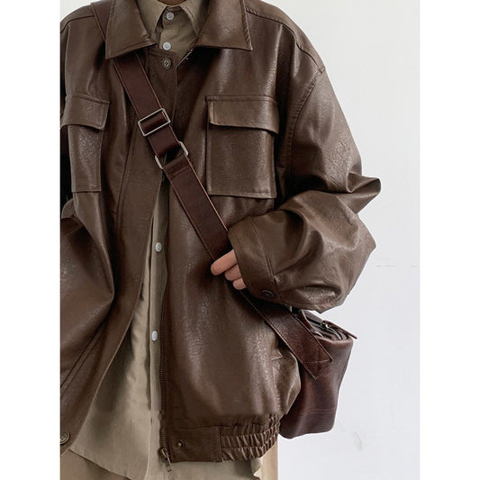 Chaqueta de Cuero Motociclista Retro Estilo Japonés - Image 2