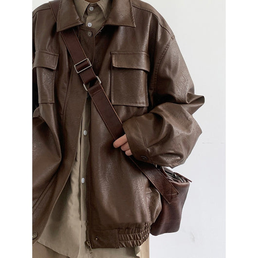 Chaqueta de Cuero Motociclista Retro Estilo Japonés - Image 2