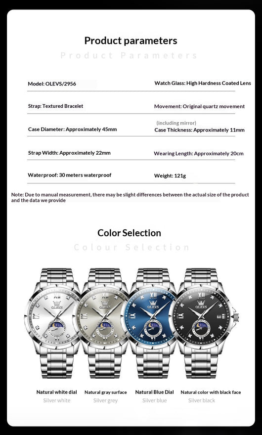 Reloj de Cuarzo para Hombre con Diamantes y Calendario - Elegancia Ejecutiva - Image 6