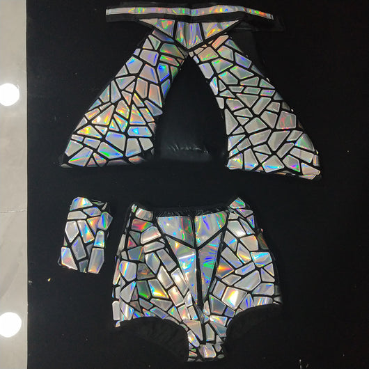 Traje Estereoscópico Reflectante de Hombros Elevados en Plata - Image 7