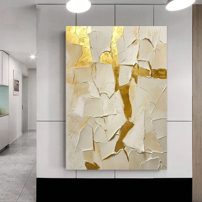 Cuadro Abstracto Dorado Pintado a Mano - Arte Moderno en Óleo para Sala y Dormitorio - Image 2