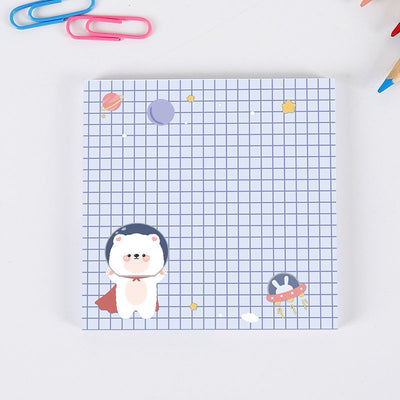 Cute square sticky notes with a brown cartoon bear, "Peace Love" text, and dotted lines on a white background. - Image 6