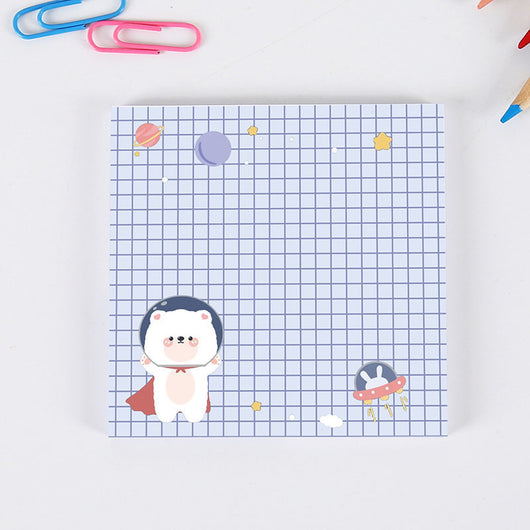 Cute square sticky notes with a brown cartoon bear, "Peace Love" text, and dotted lines on a white background. - Image 6