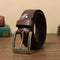 Cinturón de Cuero Genuino para Hombre con Hebilla Retro de Cobre Puro Artesanal