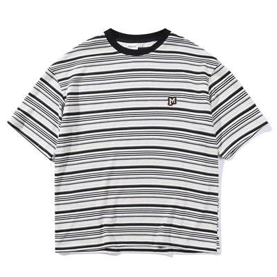 Camiseta Holgada Artística de Rayas para Hombre - Estilo Juvenil Fresco - Image 2