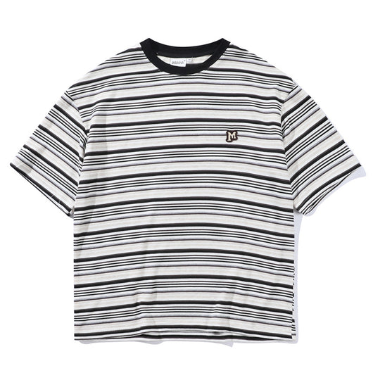 Camiseta Holgada Artística de Rayas para Hombre - Estilo Juvenil Fresco - Image 2