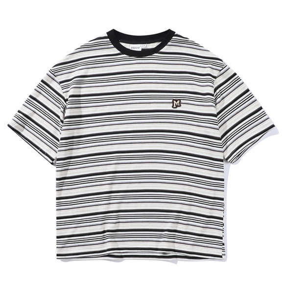 Camiseta Holgada Artística de Rayas para Hombre - Estilo Juvenil Fresco