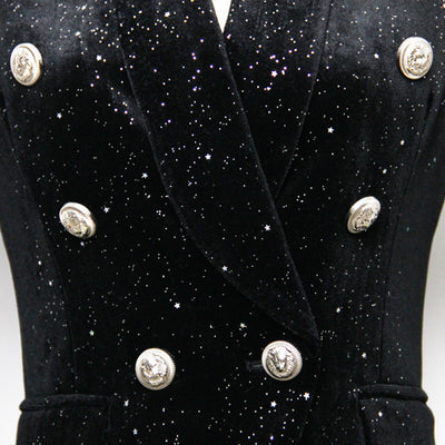 Chaqueta de Terciopelo Plateada con Broche Lentejuelas Gypsophila - Image 3