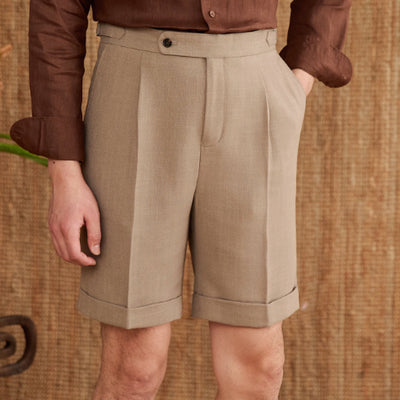 Shorts de Lino Mezclado Cintura Alta