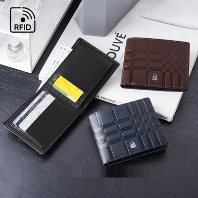 Billetera Delgada para Hombre con Múltiples Compartimentos y Diseño Rayado