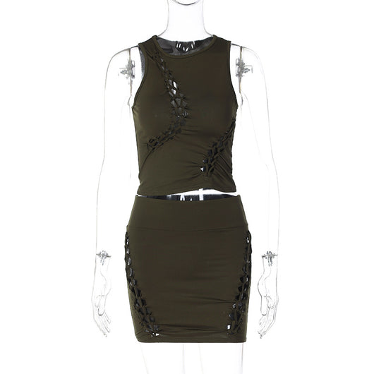Vestido Liso sin Mangas Cuello Redondo - Image 4