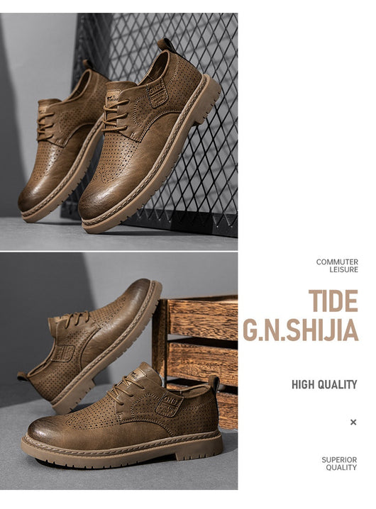 Zapatos Casuales de Cuero Estilo Británico con Suela Blanda para Hombre - Image 11