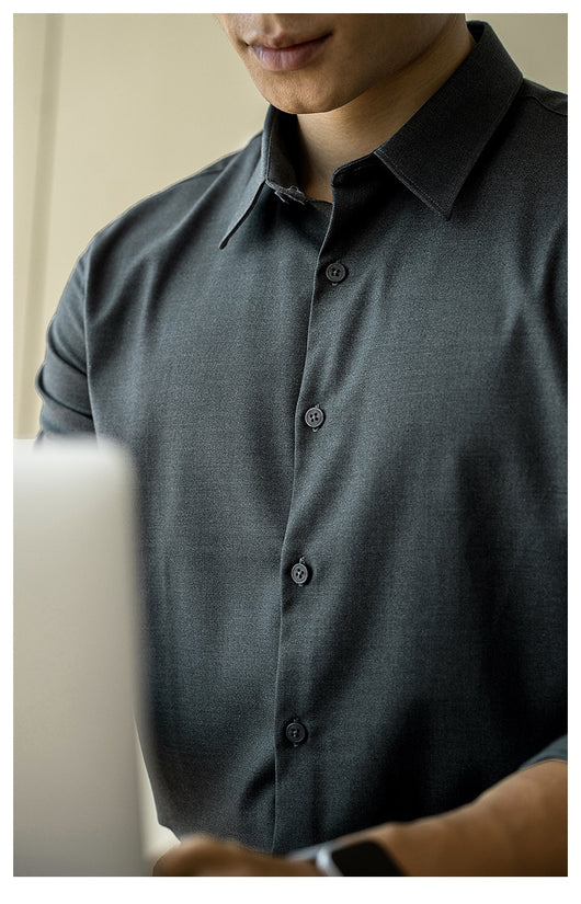 Camisa de Lana Modal Estilo Old Money para Hombre - Image 21