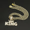 Mens Fashion Alloy Necklace With Diamond Pendant Dorado With 45CM Cuba Chain
