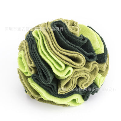 Pet sniffing pad in a ball shape, made of soft polar fleece in shades of pink, purple, and white, for dogs. - Image 15