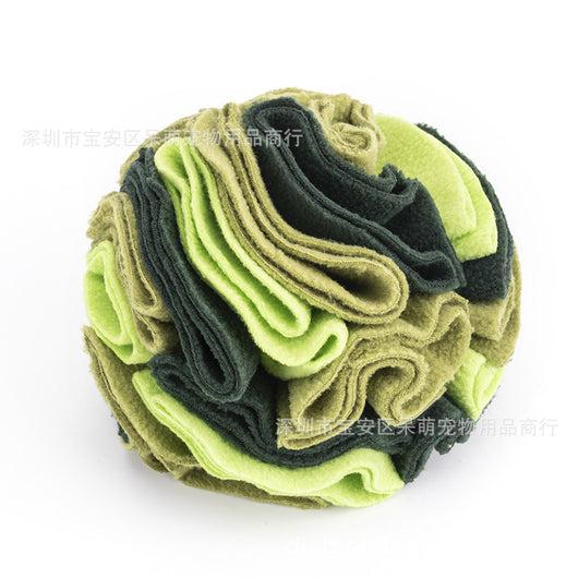 Pet sniffing pad in a ball shape, made of soft polar fleece in shades of pink, purple, and white, for dogs. - Image 15