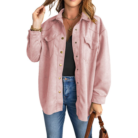 Chaqueta Ante Suave Otoño Mujer - Camisa Solapa Clásica Corte Holgado - Image 6