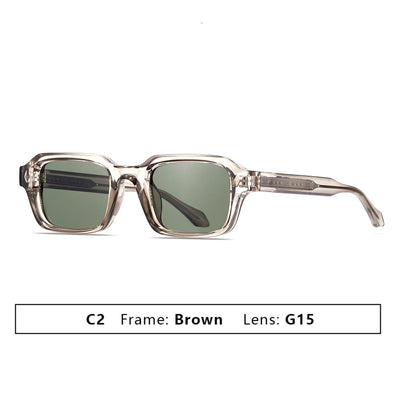 Black square-frame sunglasses with dark lenses and small silver diamond accents on the temples. - Image 4