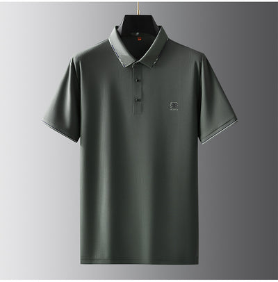 Polo Oversize de Seda Helada para Hombre - Manga Corta con Solapa Relajada - Image 9