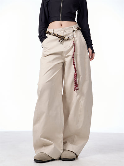 Pantalones Casuales Retro Matchet para Mujer con Cinturón - Image 7