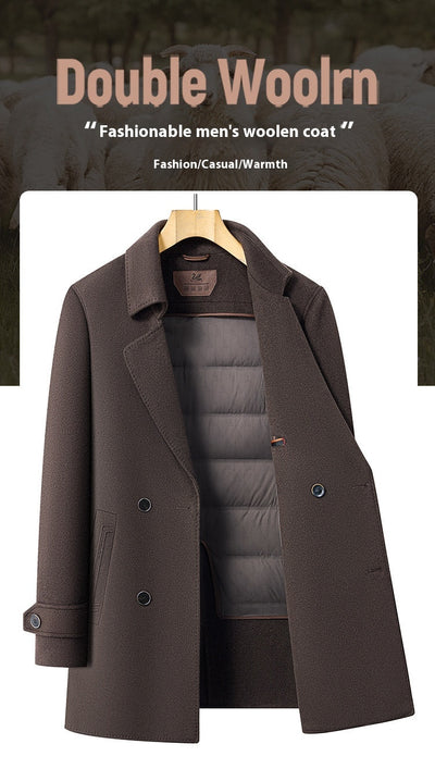 Abrigo de Lana Reversible para Hombre - Cuello de Traje Medio Largo - Image 17