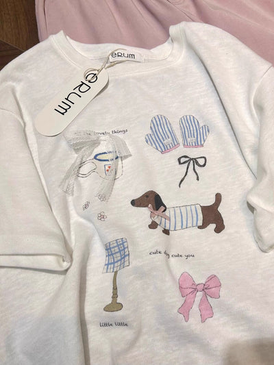 Camiseta Suelta con Estampado de Lazos de Algodón Puro - Image 10