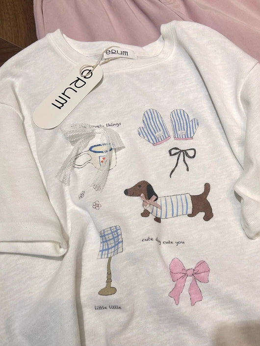 Camiseta Suelta con Estampado de Lazos de Algodón Puro - Image 10