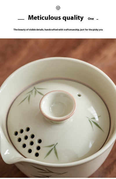 Juego de Té Portátil Bambú Pintado a Mano - Tetera y Taza Todo en Uno - Image 14