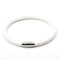 Magnetic Mens 6 Leather Cord Braided Bracelet Blanco