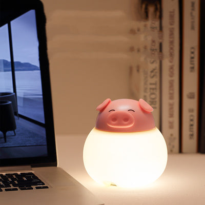 Lámpara de Mesita Infantil Diseño Cerdo - Luz LED Suave para Dormitorio