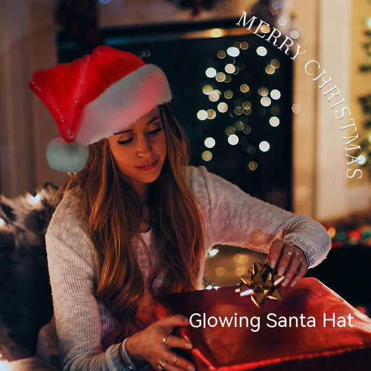 Gorro Navideño con Fibra Óptica Multicolor y Luces LED