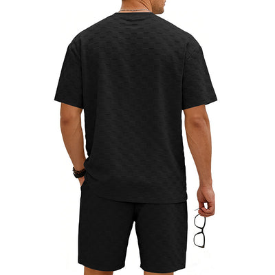 Conjunto de Playera y Shorts Casuales a Cuadros para Hombre - Image 36