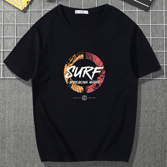 Camiseta Manga Corta Hombre Algodón Puro Estilo Náutico Japonés Suelta