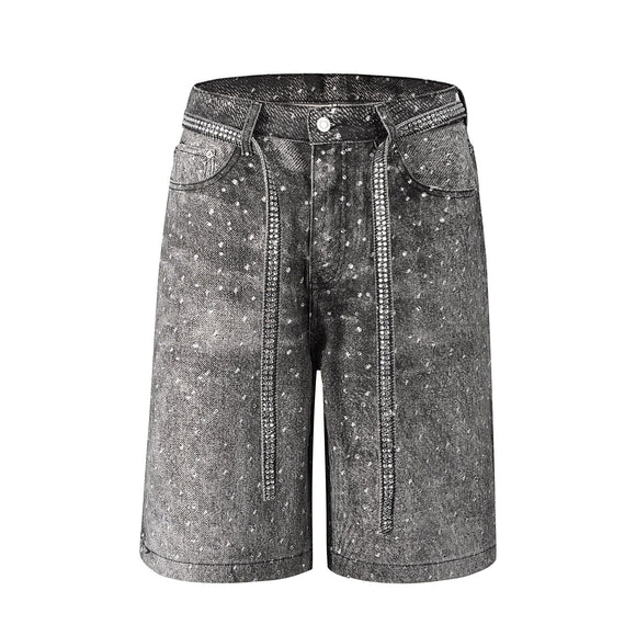 Shorts de Mezclilla con Cinturón Brillante Estilo Ins