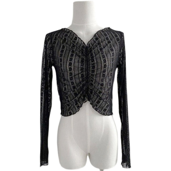 Blusa de Encaje Protección Solar - Manga Larga Fresca para Verano