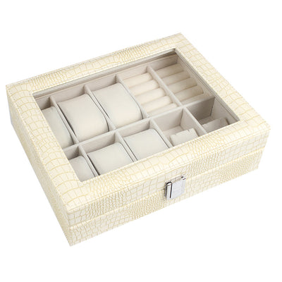 Caja Organizadora de Relojes de Cuero con Techo Transparente - 6 Compartimentos - Image 11