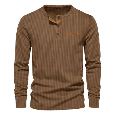 Henley de Pana para Hombre - Ajuste Slim, Manga Larga, Diseño Minimalista - Image 38