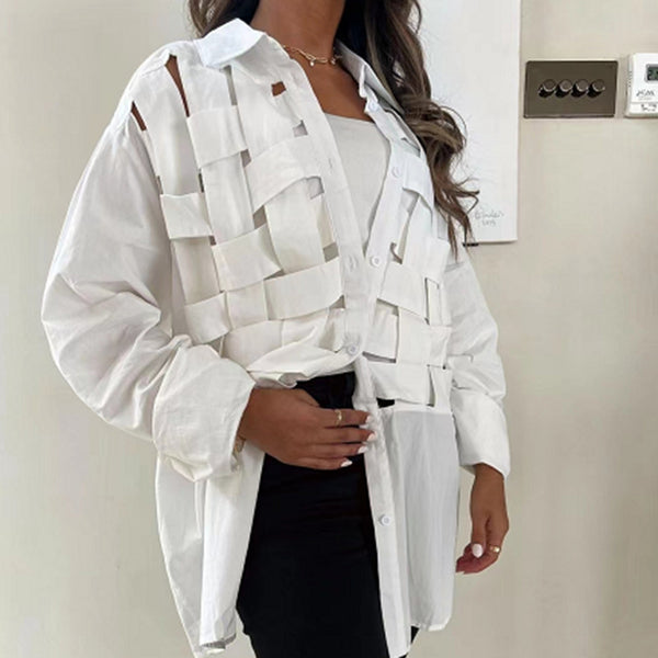 Blusa Clásica de Corte Minimalista en Colores Sólidos para Mujer