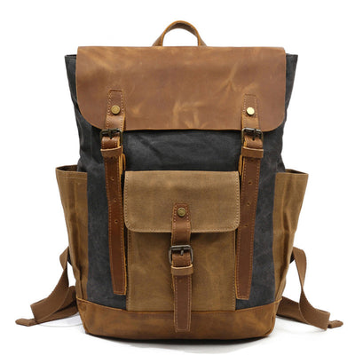 Mochila de Viaje Cuero Crazy Horse Lona para Hombre - Image 15