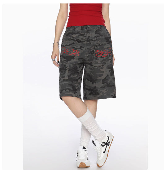 Pantalones Cortos Cargo Camuflaje Americano con Múltiples Bolsillos - Image 4