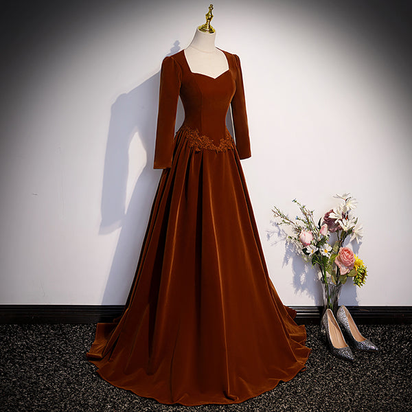 Vestido Largo de Terciopelo para Anfitriona - Manga Larga Invierno