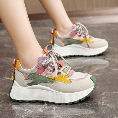 Tenis Dad Shoes Mujer Verano Otoño con Plataforma y Detalles en Contraste - Image 3